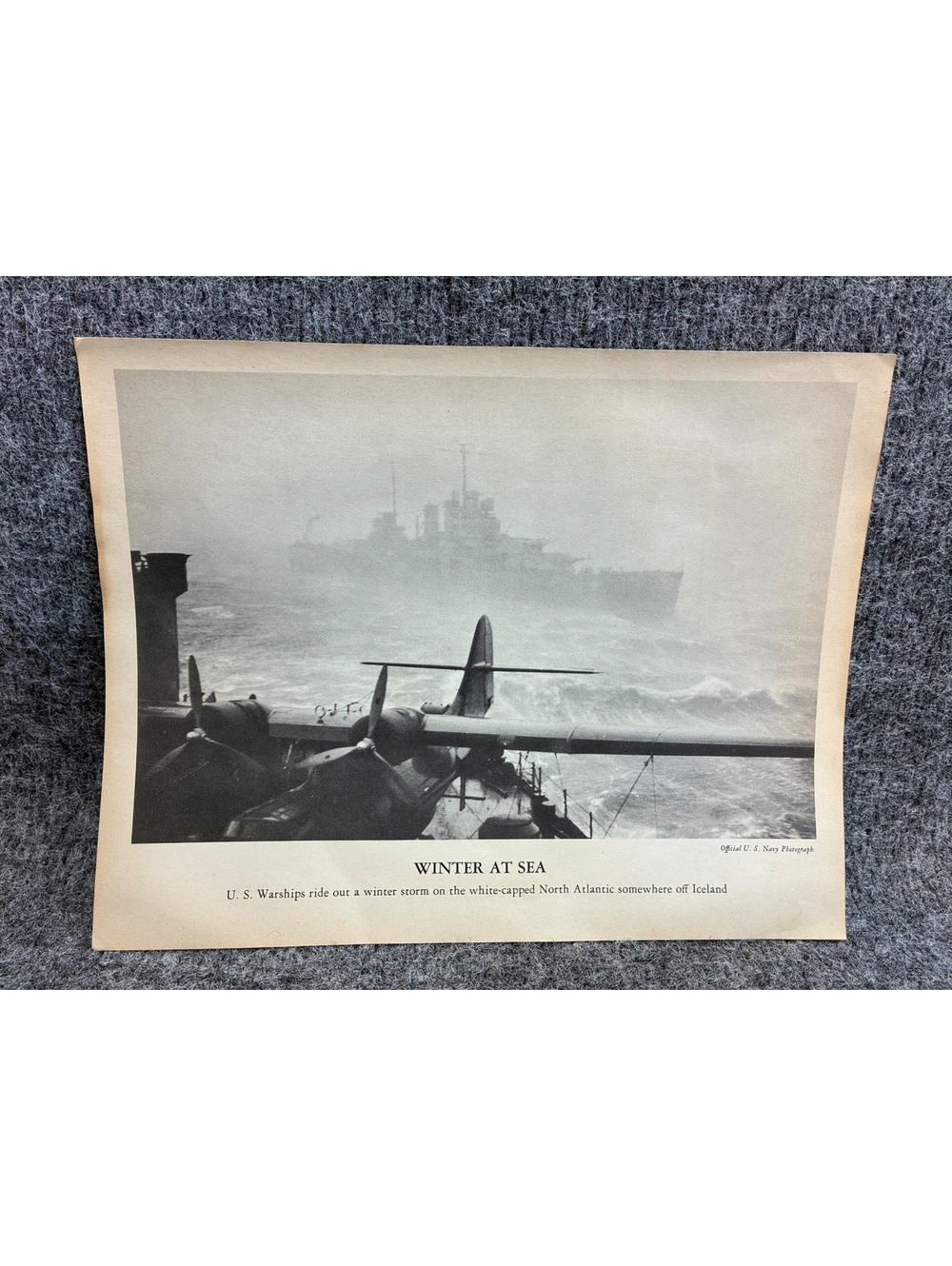 Vintage Official U.S. Navy Photograph 'Winter at Sea' Black and White Print